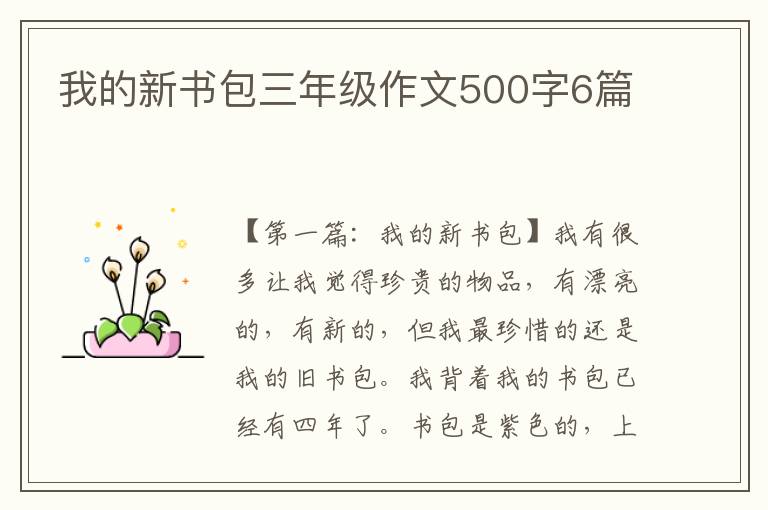 我的新书包三年级作文500字6篇