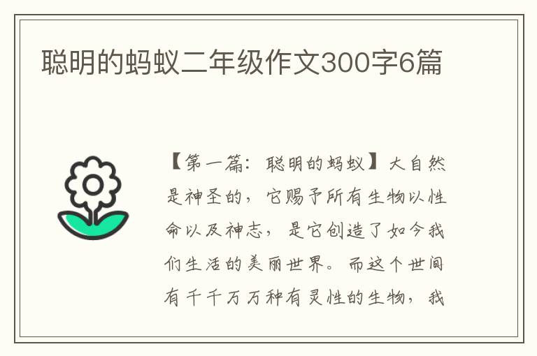 聪明的蚂蚁二年级作文300字6篇