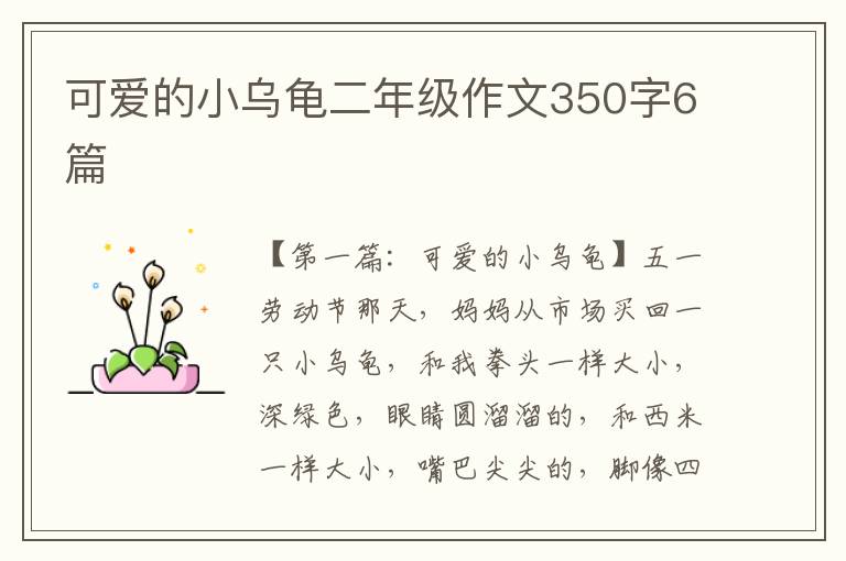 可爱的小乌龟二年级作文350字6篇