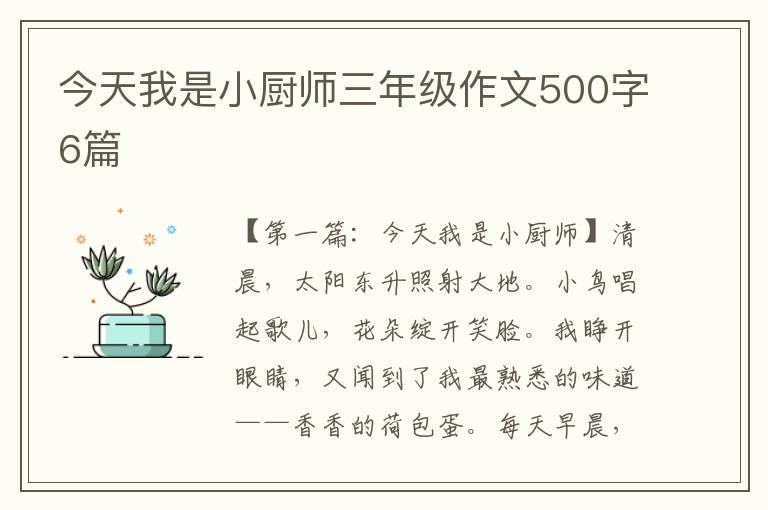 今天我是小厨师三年级作文500字6篇