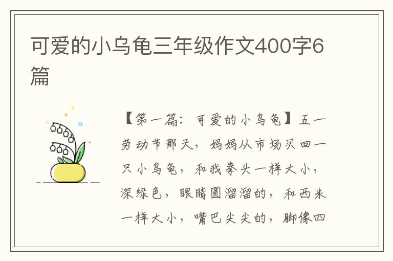 可爱的小乌龟三年级作文400字6篇