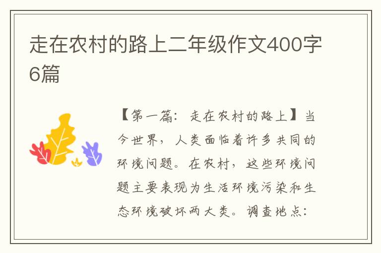 走在农村的路上二年级作文400字6篇