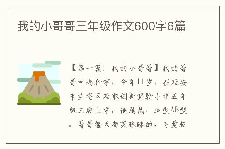 我的小哥哥三年级作文600字6篇