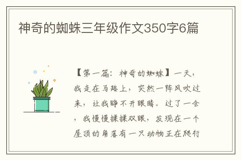 神奇的蜘蛛三年级作文350字6篇