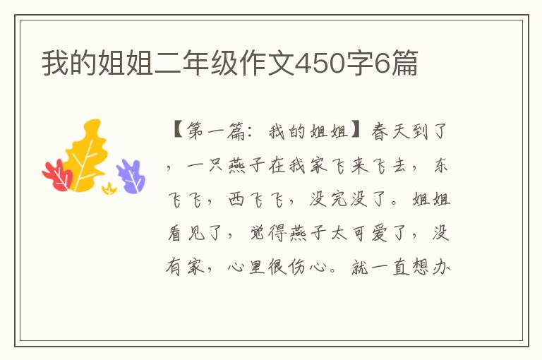 我的姐姐二年级作文450字6篇