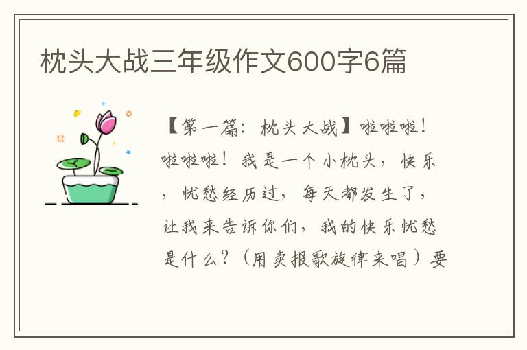 枕头大战三年级作文600字6篇