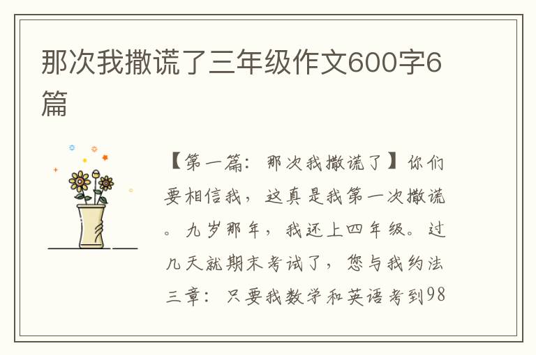 那次我撒谎了三年级作文600字6篇