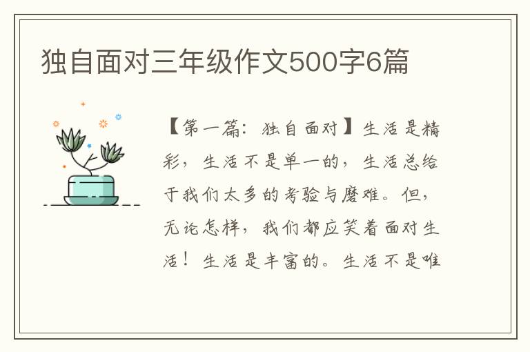 独自面对三年级作文500字6篇