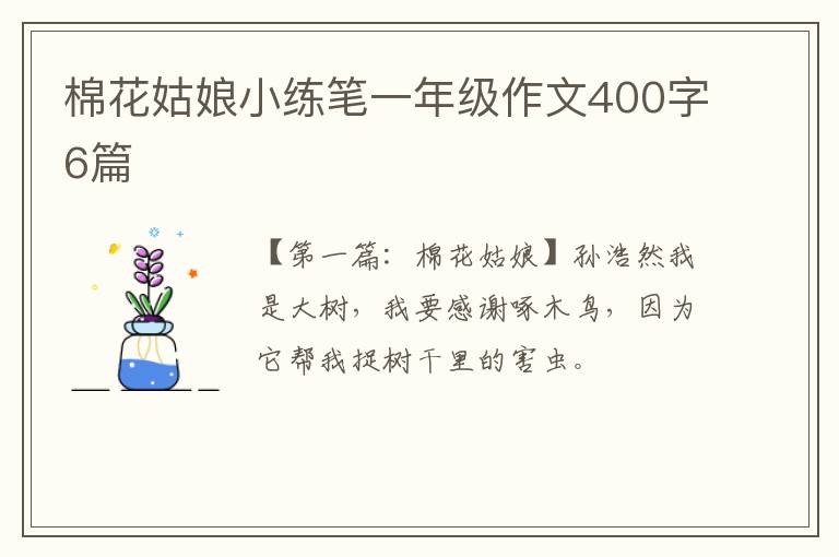 棉花姑娘小练笔一年级作文400字6篇