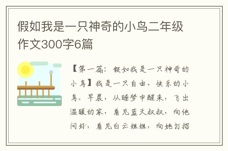 假如我是一只神奇的小鸟二年级作文300字6篇