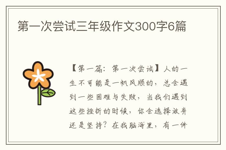 第一次尝试三年级作文300字6篇