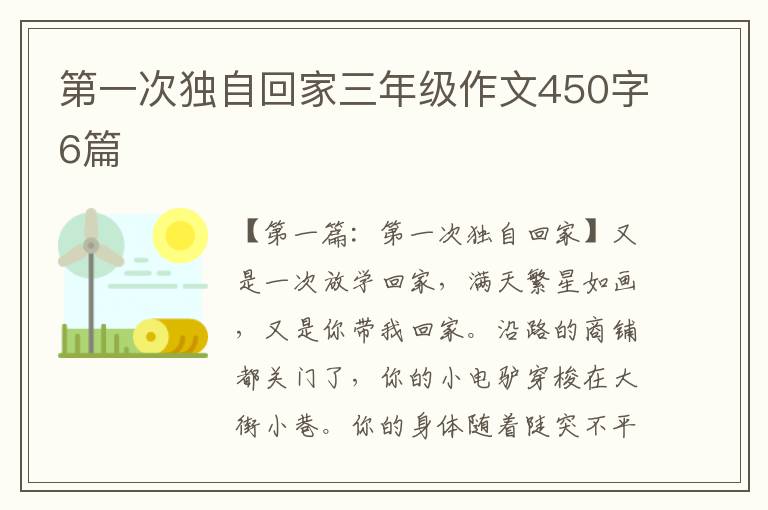 第一次独自回家三年级作文450字6篇