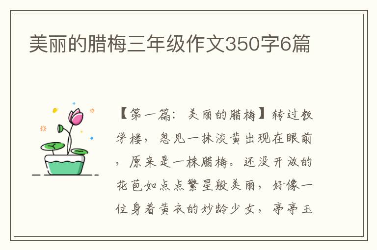 美丽的腊梅三年级作文350字6篇