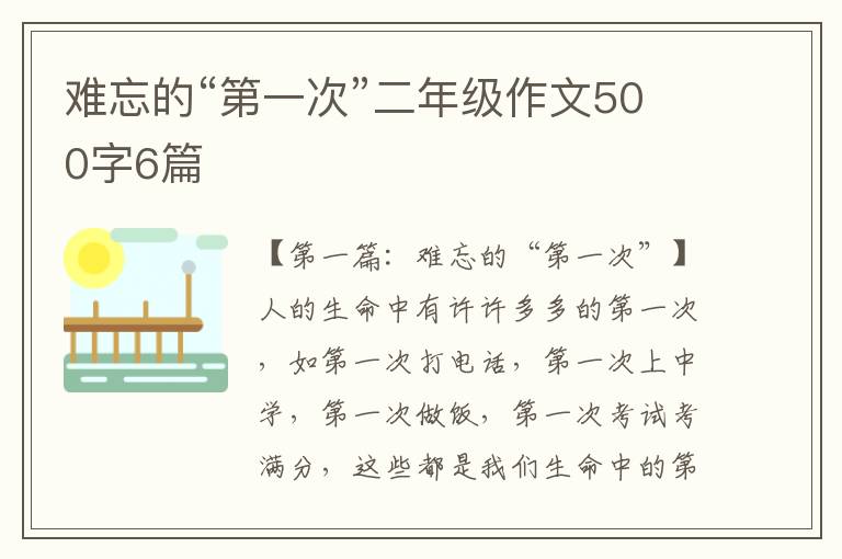 难忘的“第一次”二年级作文500字6篇