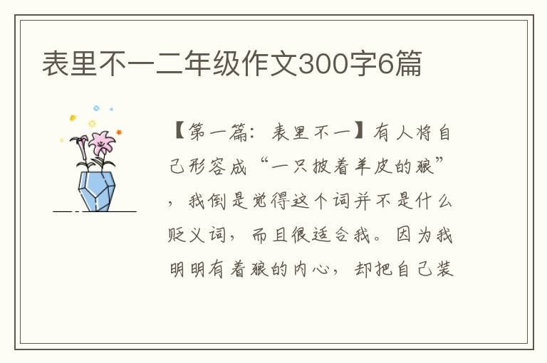 表里不一二年级作文300字6篇