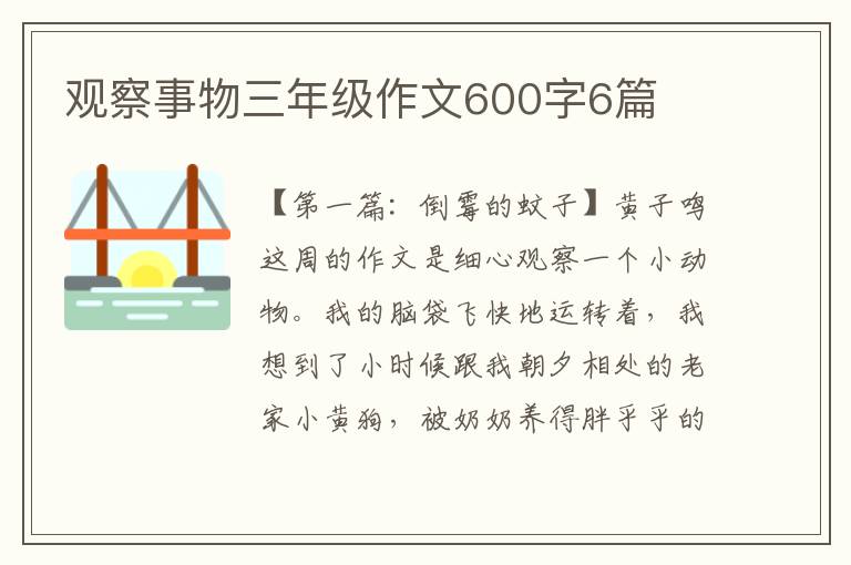 观察事物三年级作文600字6篇