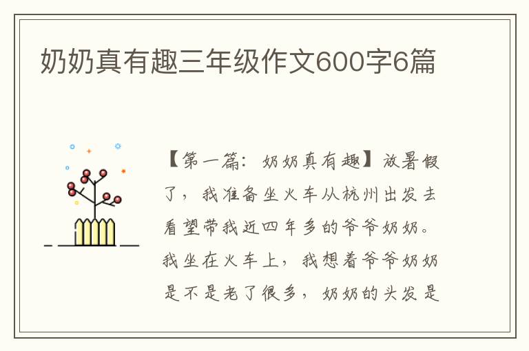 奶奶真有趣三年级作文600字6篇