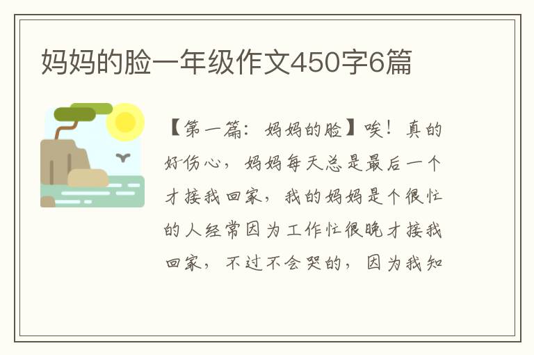 妈妈的脸一年级作文450字6篇