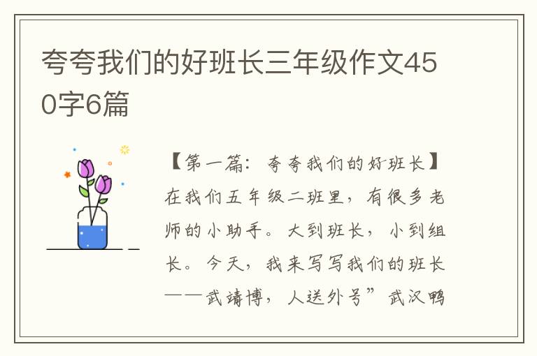 夸夸我们的好班长三年级作文450字6篇