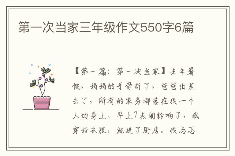 第一次当家三年级作文550字6篇