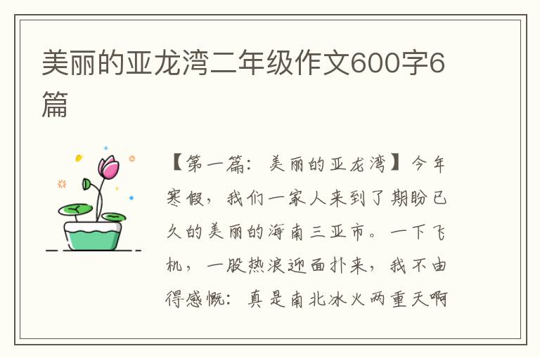 美丽的亚龙湾二年级作文600字6篇