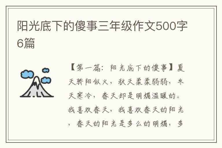 阳光底下的傻事三年级作文500字6篇