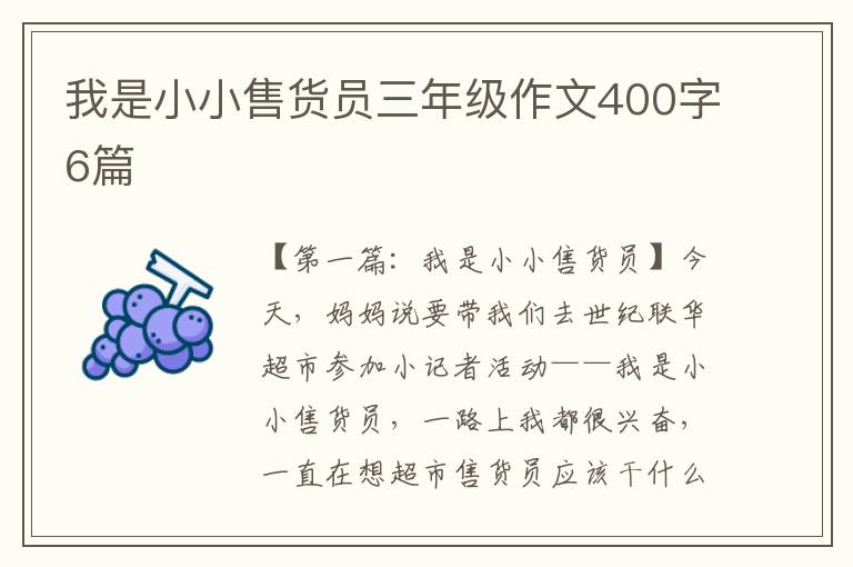 我是小小售货员三年级作文400字6篇