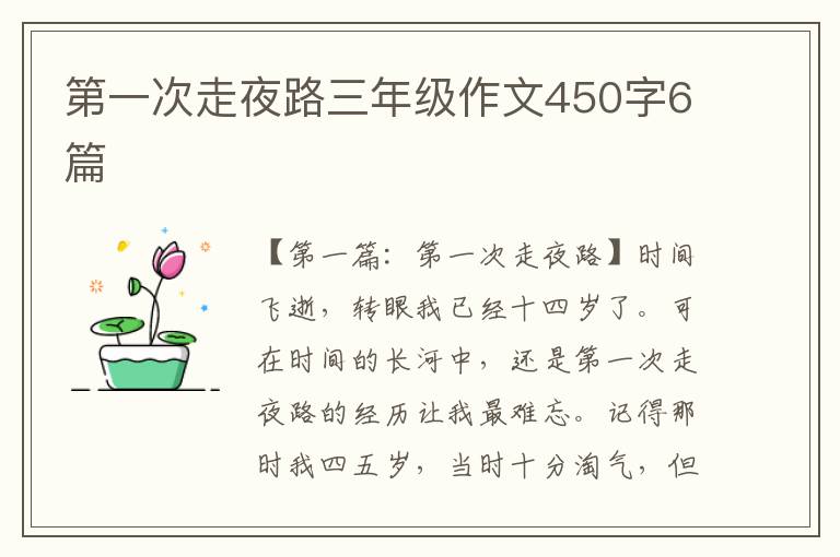 第一次走夜路三年级作文450字6篇