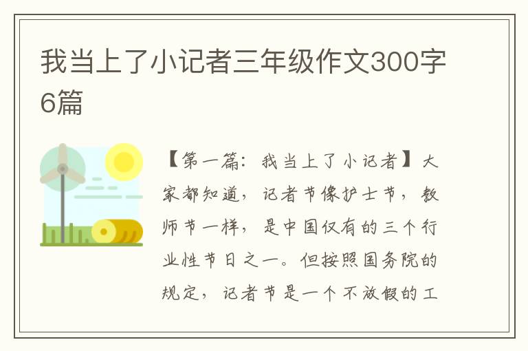 我当上了小记者三年级作文300字6篇