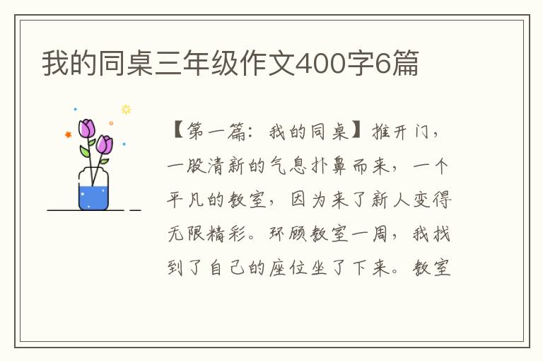 我的同桌三年级作文400字6篇