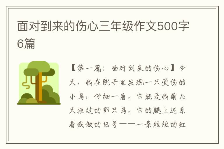 面对到来的伤心三年级作文500字6篇