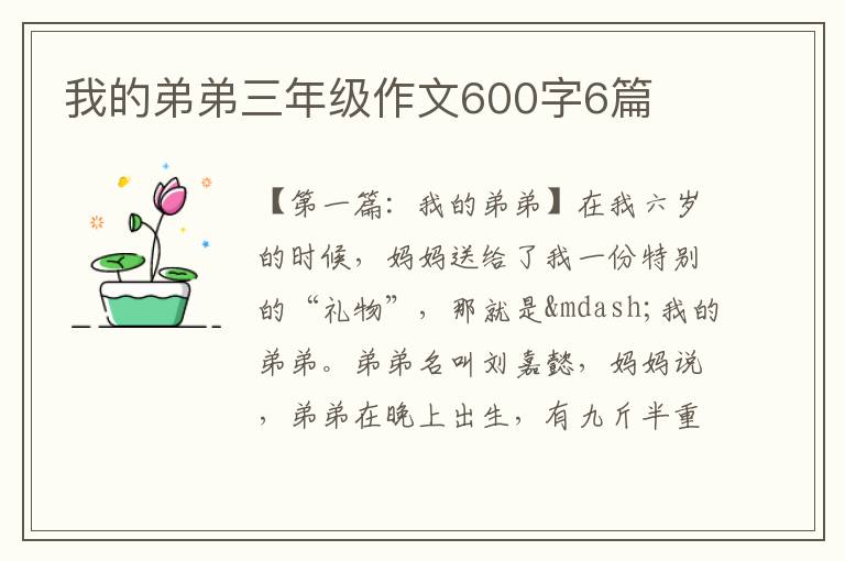 我的弟弟三年级作文600字6篇