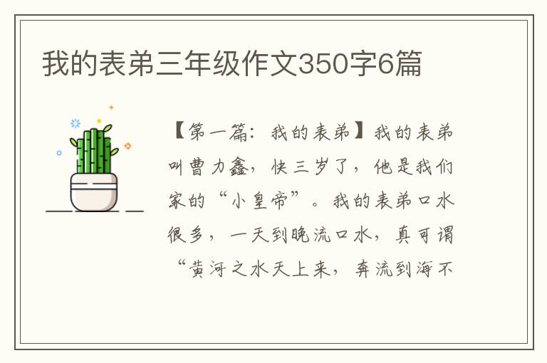 我的表弟三年级作文350字6篇