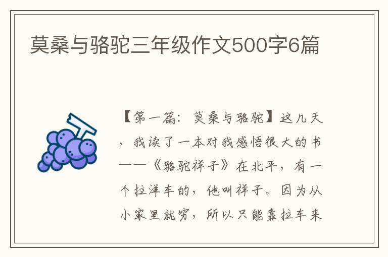 莫桑与骆驼三年级作文500字6篇