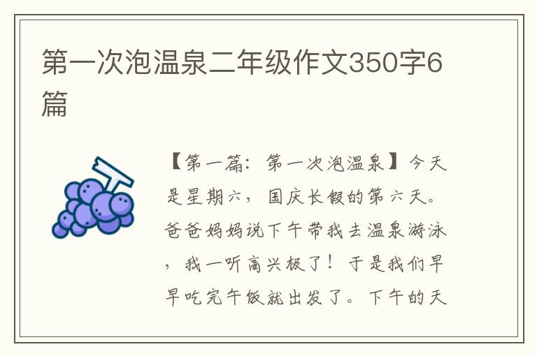 第一次泡温泉二年级作文350字6篇