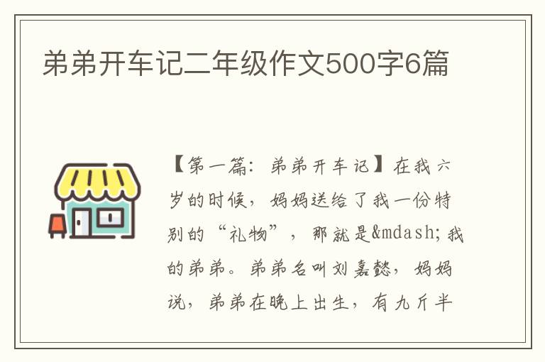 弟弟开车记二年级作文500字6篇