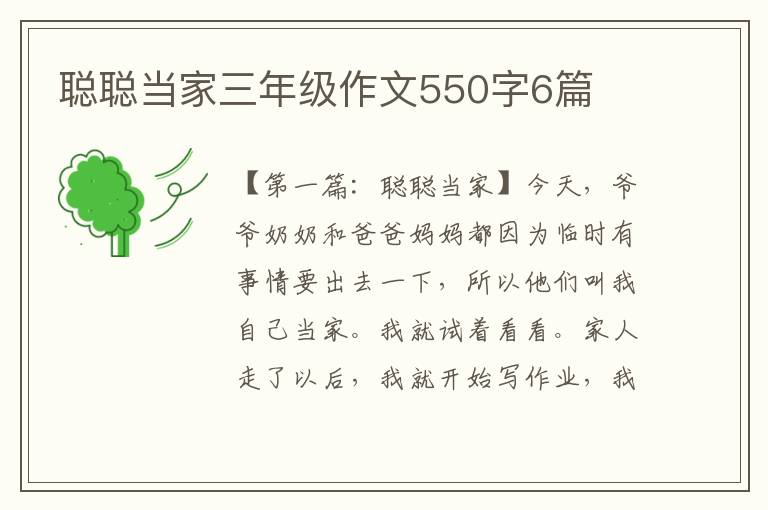 聪聪当家三年级作文550字6篇