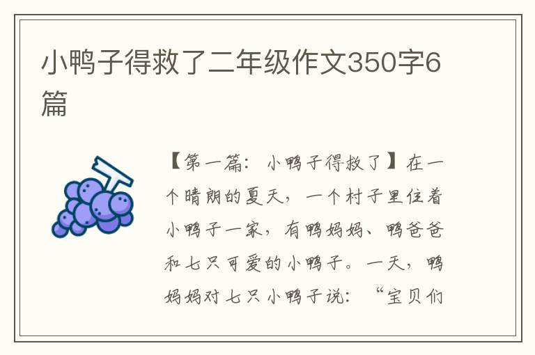 小鸭子得救了二年级作文350字6篇