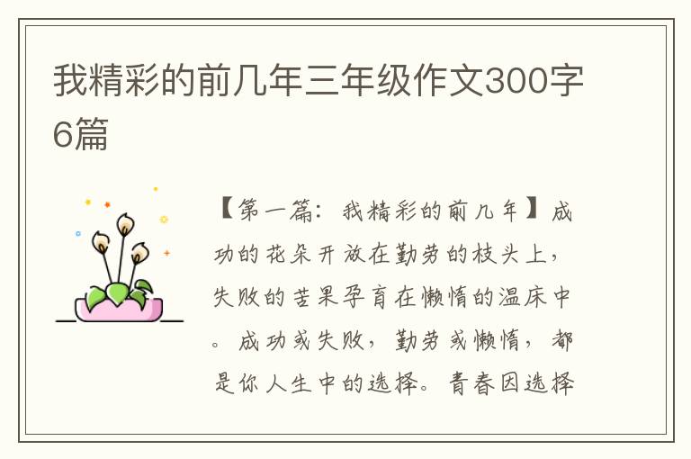 我精彩的前几年三年级作文300字6篇