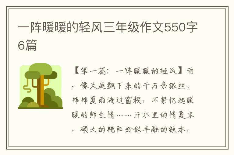 一阵暖暖的轻风三年级作文550字6篇