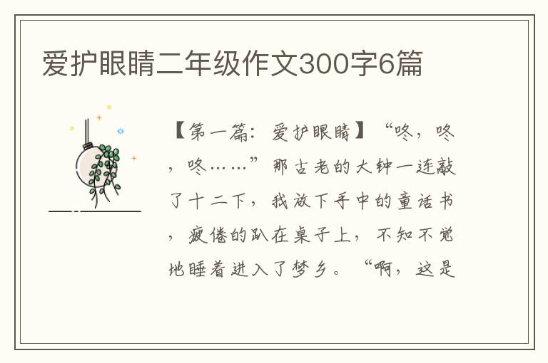 爱护眼睛二年级作文300字6篇