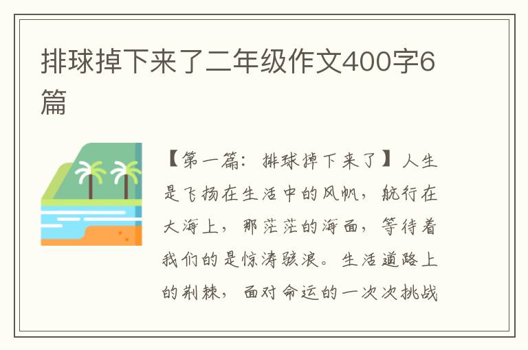 排球掉下来了二年级作文400字6篇