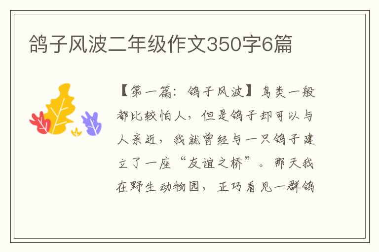 鸽子风波二年级作文350字6篇