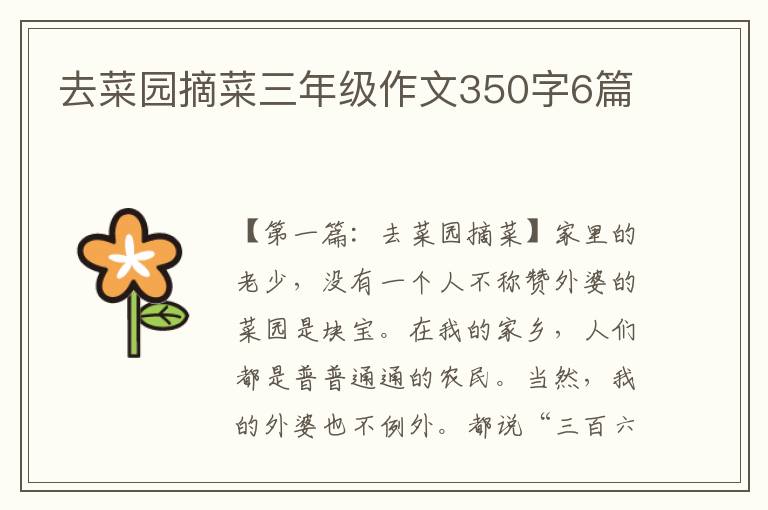 去菜园摘菜三年级作文350字6篇