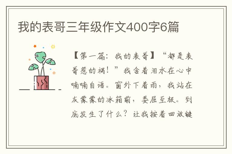 我的表哥三年级作文400字6篇