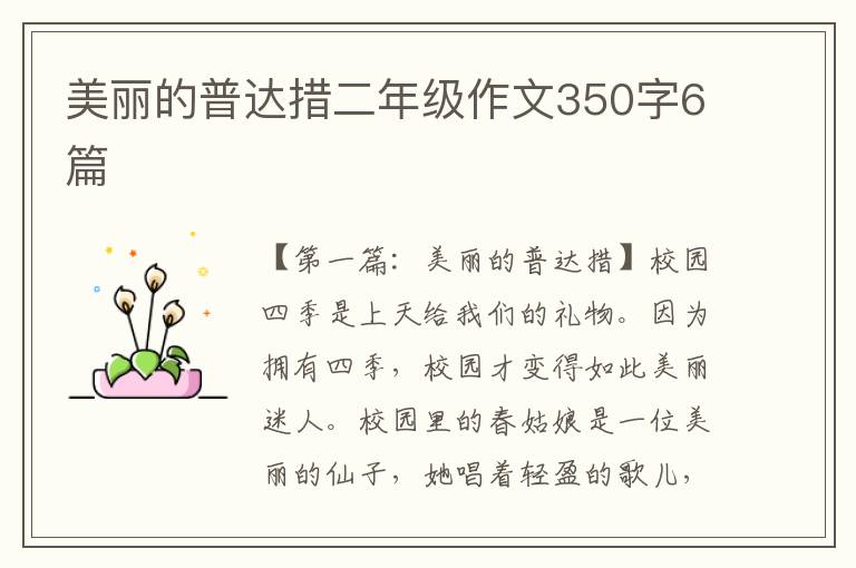 美丽的普达措二年级作文350字6篇