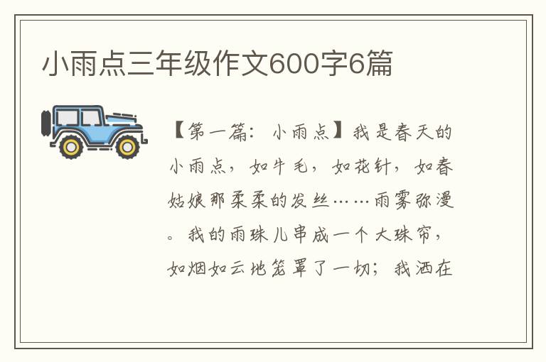 小雨点三年级作文600字6篇