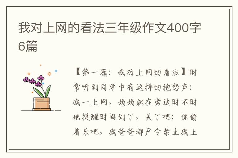 我对上网的看法三年级作文400字6篇