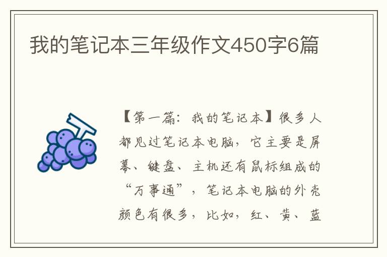 我的笔记本三年级作文450字6篇