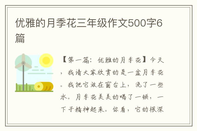 优雅的月季花三年级作文500字6篇